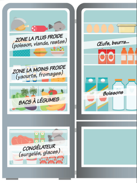 Infographie sur le rangement de son réfrigérateur
